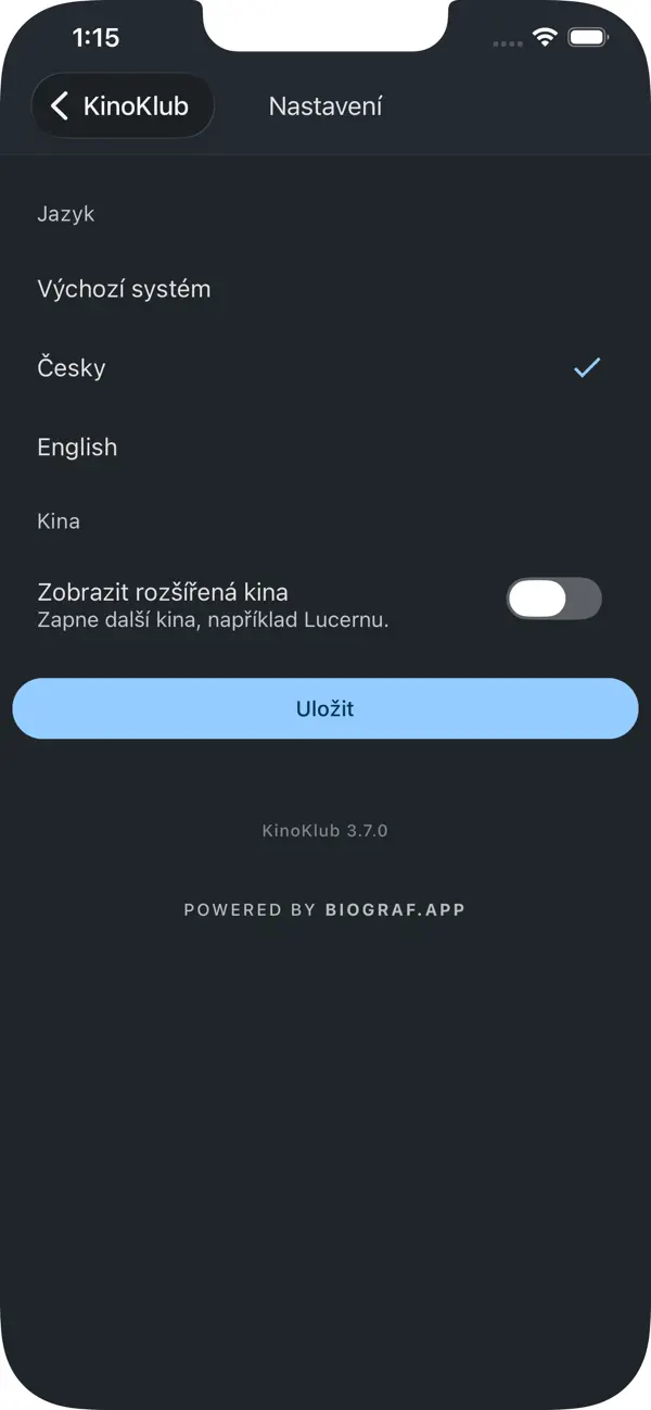 KinoKlub app — cinema programme